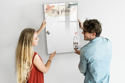Memobord van glas met print inclusief neodymium magneten Plannen maken met plezier en creativiteit