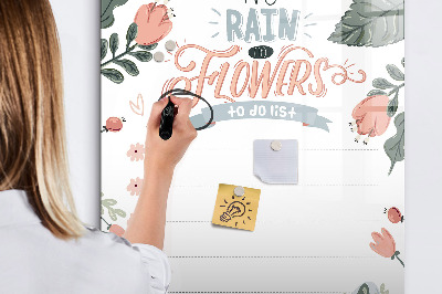 Decoratief glazen wandbord beschrijfbaar en magnetisch Bloemen en herinneringen op één plek.