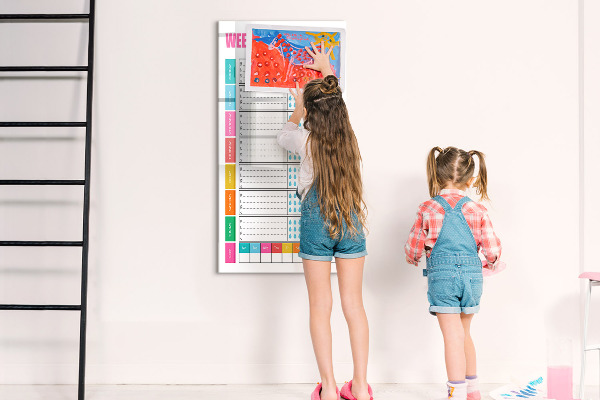 Decoratief glazen wandbord beschrijfbaar en magnetisch Maaltijdplanner voor elke week