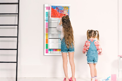 Decoratief glazen wandbord beschrijfbaar en magnetisch Maaltijdplanner voor elke week