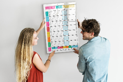 Decoratief glazen wandbord beschrijfbaar en magnetisch Maaltijdplanner voor elke week