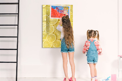 Decoratief glazen wandbord beschrijfbaar en magnetisch Kleurrijk citroen memobord