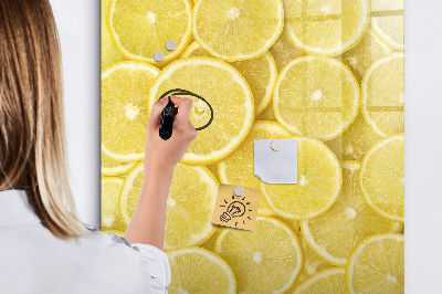 Decoratief glazen wandbord beschrijfbaar en magnetisch Kleurrijk citroen memobord
