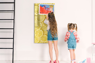 Decoratief glazen wandbord beschrijfbaar en magnetisch Kleurrijk citroen memobord