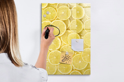 Decoratief glazen wandbord beschrijfbaar en magnetisch Kleurrijk citroen memobord