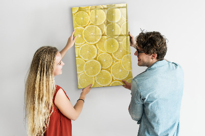 Decoratief glazen wandbord beschrijfbaar en magnetisch Kleurrijk citroen memobord