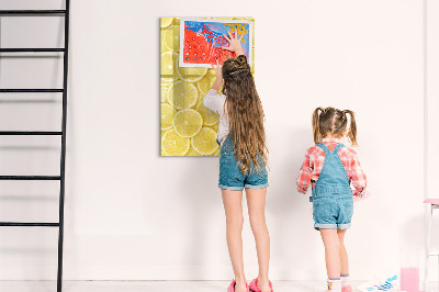 Decoratief glazen wandbord beschrijfbaar en magnetisch Kleurrijk citroen memobord