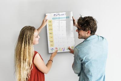 Decoratief glazen wandbord beschrijfbaar en magnetisch Maaltijdplanner voor de hele week