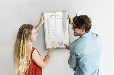 Memobord van glas met print inclusief neodymium magneten Boodschappenlijst met ruimte voor foto's