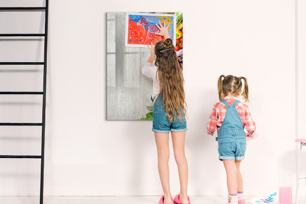 Decoratief glazen wandbord beschrijfbaar en magnetisch Creatief prikbord voor notities en foto's