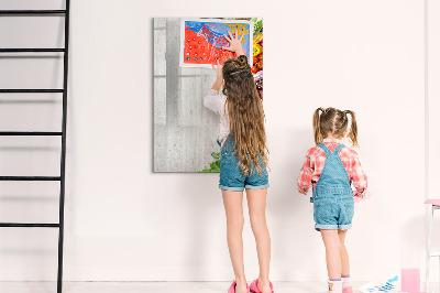 Decoratief glazen wandbord beschrijfbaar en magnetisch Creatief prikbord voor notities en foto's