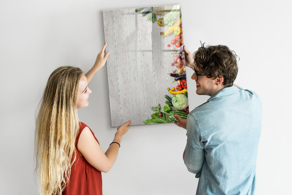 Decoratief glazen wandbord beschrijfbaar en magnetisch Creatief prikbord voor notities en foto's