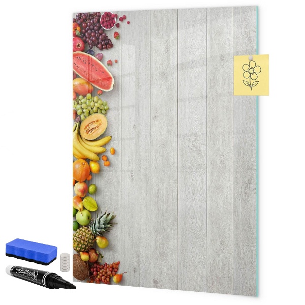 Memobord van glas met print inclusief neodymium magneten Creatieve fruitplank met foto's