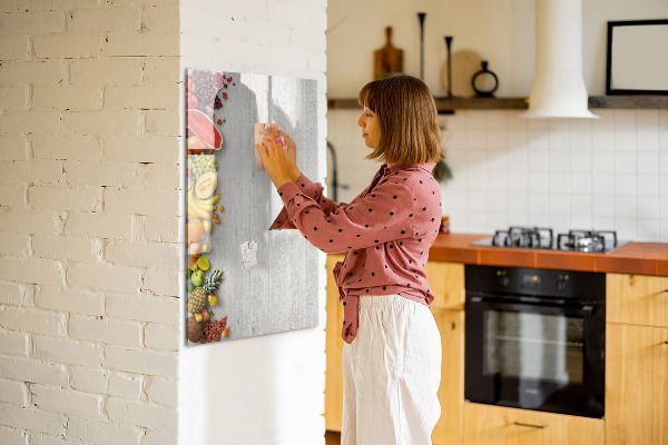 Memobord van glas met print inclusief neodymium magneten Creatieve fruitplank met foto's