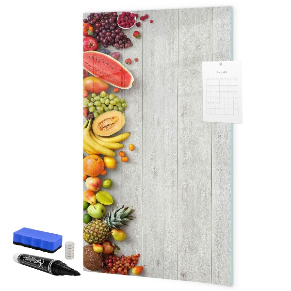 Memobord van glas met print inclusief neodymium magneten Creatieve fruitplank met foto's