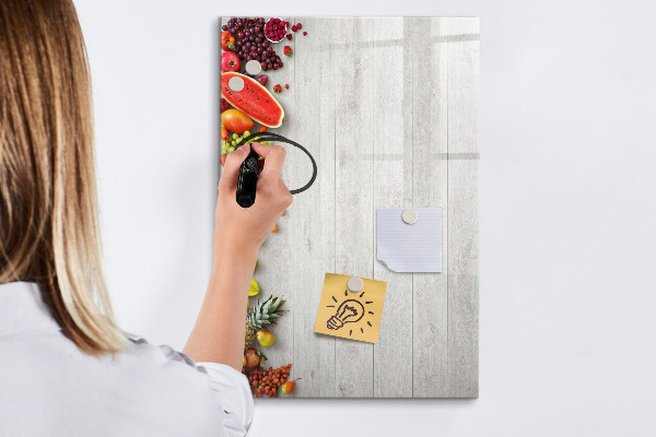 Memobord van glas met print inclusief neodymium magneten Creatieve fruitplank met foto's