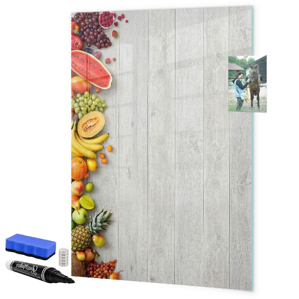 Memobord van glas met print inclusief neodymium magneten Creatieve fruitplank met foto's