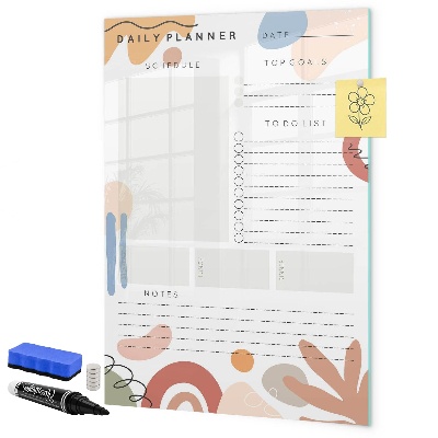 Memobord van glas met print inclusief neodymium magneten Dagplanner met ruimte voor foto's