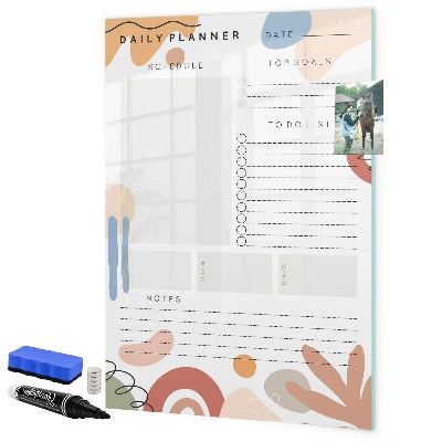 Memobord van glas met print inclusief neodymium magneten Dagplanner met ruimte voor foto's