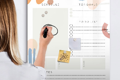 Memobord van glas met print inclusief neodymium magneten Dagplanner met ruimte voor foto's