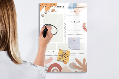 Memobord van glas met print inclusief neodymium magneten Dagplanner met ruimte voor foto's
