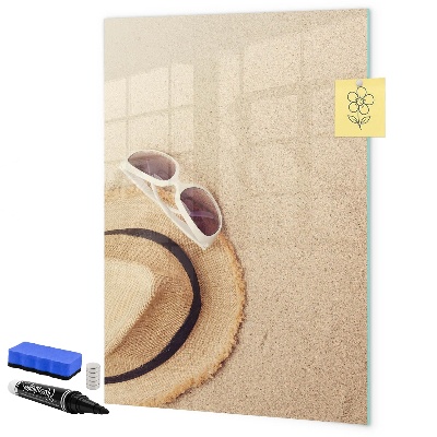 Decoratief glazen wandbord beschrijfbaar en magnetisch Zomerherinneringen aan het strand