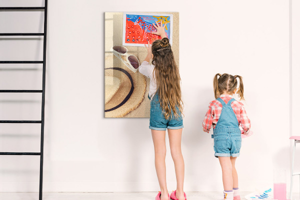 Decoratief glazen wandbord beschrijfbaar en magnetisch Zomerherinneringen aan het strand