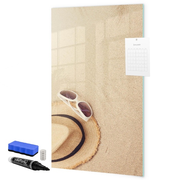 Decoratief glazen wandbord beschrijfbaar en magnetisch Zomerherinneringen aan het strand