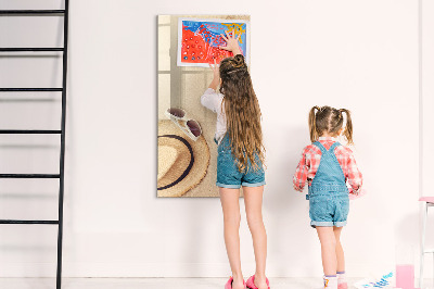 Decoratief glazen wandbord beschrijfbaar en magnetisch Zomerherinneringen aan het strand