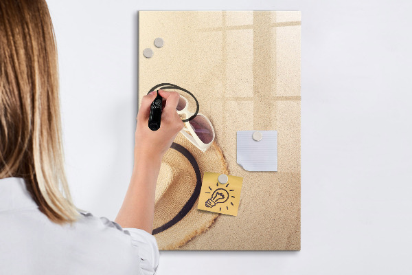 Decoratief glazen wandbord beschrijfbaar en magnetisch Zomerherinneringen aan het strand
