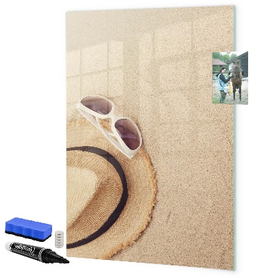 Decoratief glazen wandbord beschrijfbaar en magnetisch Zomerherinneringen aan het strand