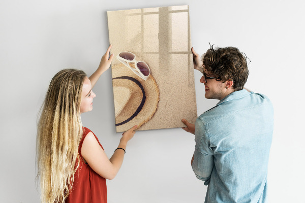Decoratief glazen wandbord beschrijfbaar en magnetisch Zomerherinneringen aan het strand
