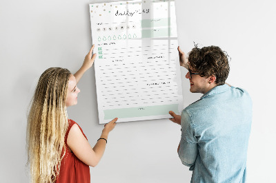 Decoratief glazen wandbord beschrijfbaar en magnetisch Dagelijkse organisatie en taakplanning