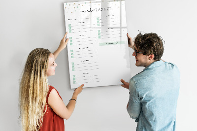 Decoratief glazen wandbord beschrijfbaar en magnetisch Maaltijdplanner voor de hele week