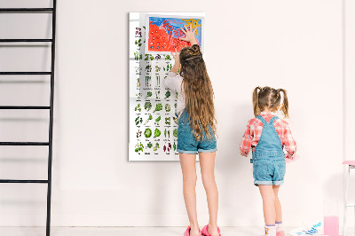 Memobord van glas met print inclusief neodymium magneten Groene groenten en kruiden in grafische weergave