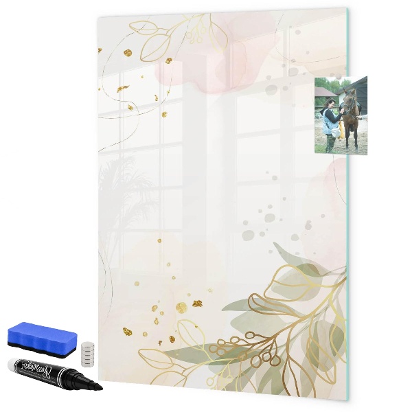 Decoratief glazen wandbord beschrijfbaar en magnetisch Creatief moodboard voor foto's en notities