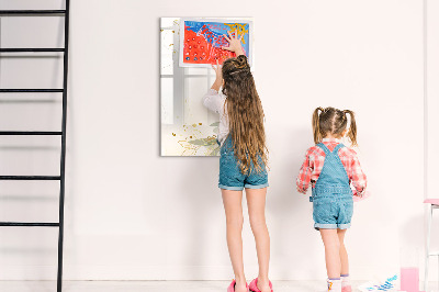 Decoratief glazen wandbord beschrijfbaar en magnetisch Creatief moodboard voor foto's en notities
