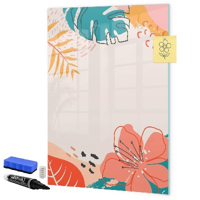 Decoratief glazen wandbord beschrijfbaar en magnetisch Een kleurrijk prikbord voor notities en foto's
