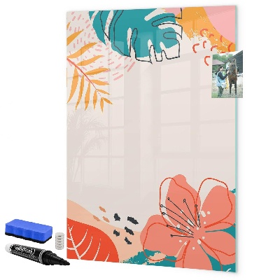 Decoratief glazen wandbord beschrijfbaar en magnetisch Een kleurrijk prikbord voor notities en foto's