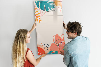 Decoratief glazen wandbord beschrijfbaar en magnetisch Een kleurrijk prikbord voor notities en foto's