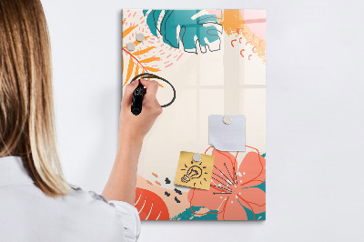 Decoratief glazen wandbord beschrijfbaar en magnetisch Een kleurrijk prikbord voor notities en foto's