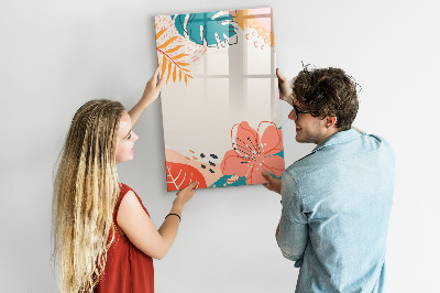 Decoratief glazen wandbord beschrijfbaar en magnetisch Een kleurrijk prikbord voor notities en foto's