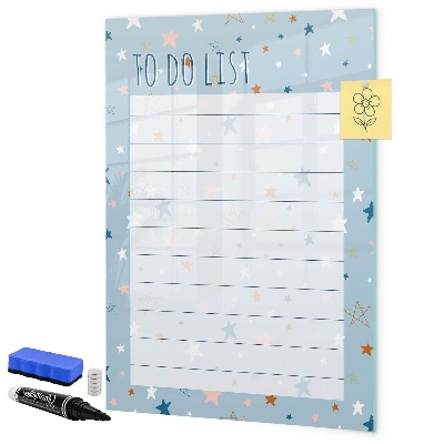 Decoratief glazen wandbord beschrijfbaar en magnetisch Takenlijst met ruimte voor foto's