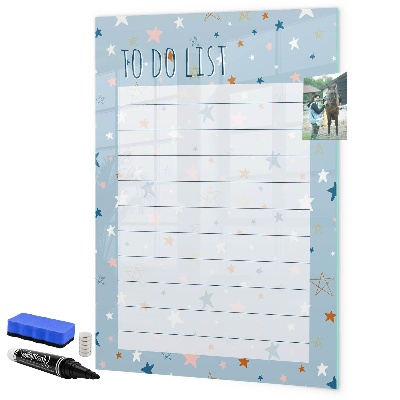 Decoratief glazen wandbord beschrijfbaar en magnetisch Takenlijst met ruimte voor foto's