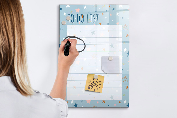 Decoratief glazen wandbord beschrijfbaar en magnetisch Takenlijst met ruimte voor foto's