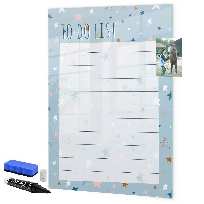 Decoratief glazen wandbord beschrijfbaar en magnetisch Takenlijst met ruimte voor foto's