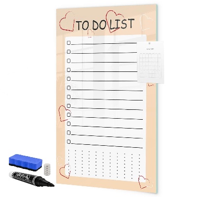 Memobord van glas met print inclusief neodymium magneten Takenlijst met ruimte voor foto's