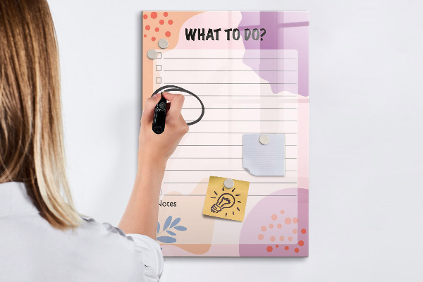 Memobord van glas met print inclusief neodymium magneten Agenda met ruimte voor foto's