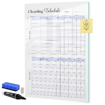 Memobord van glas met print inclusief neodymium magneten Maandelijks schoonmaakschema