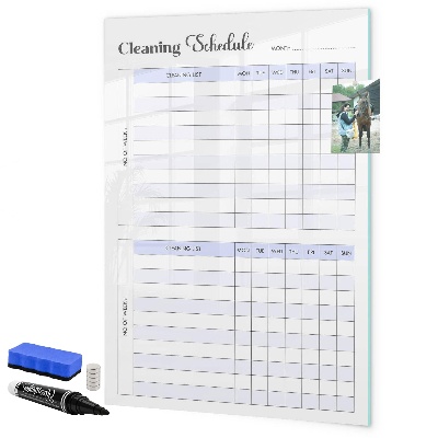 Memobord van glas met print inclusief neodymium magneten Maandelijks schoonmaakschema